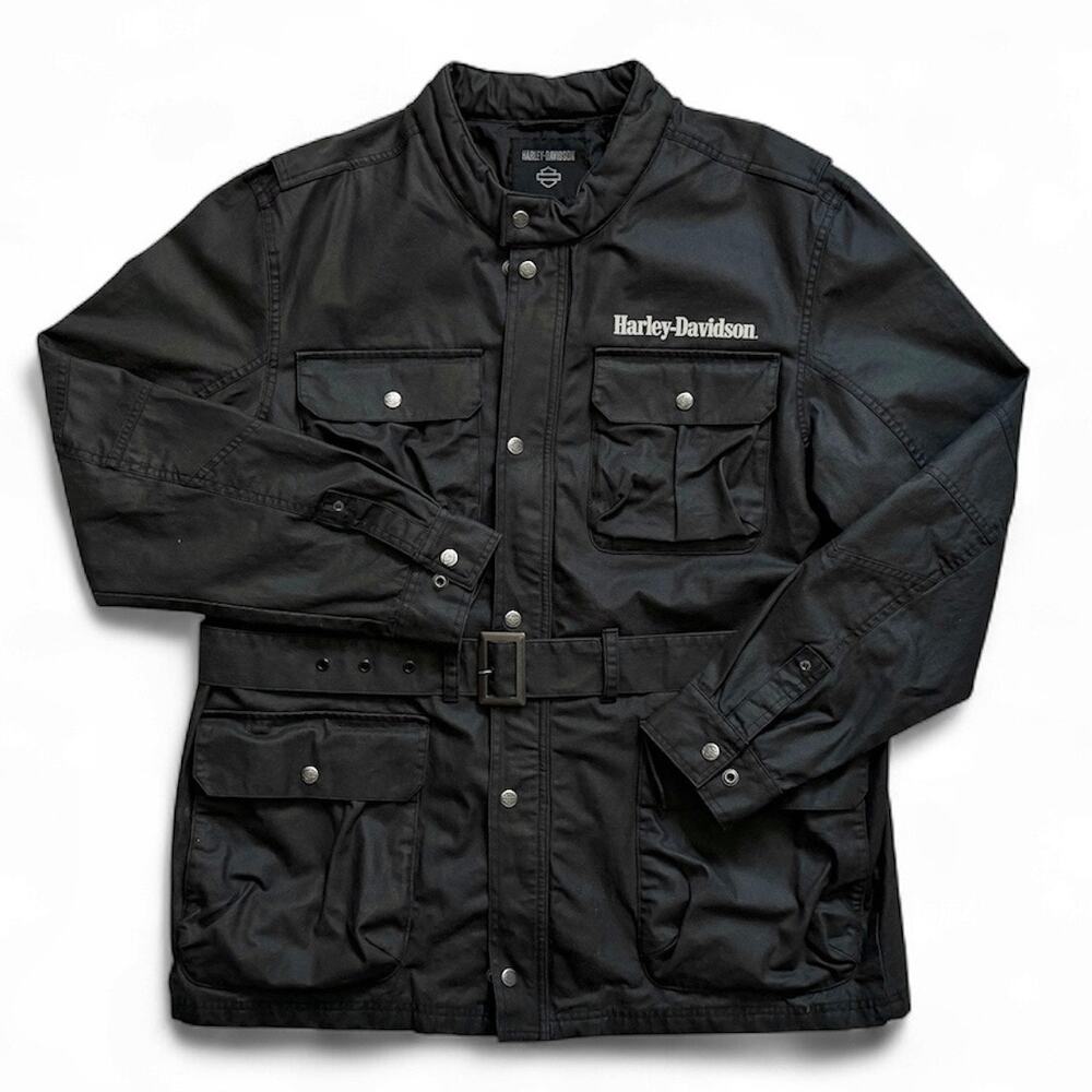 Harley-Davidson #1 Riding Jacket Mens XL Black Cotton Belted Motorcycle - Picture 3 of 12